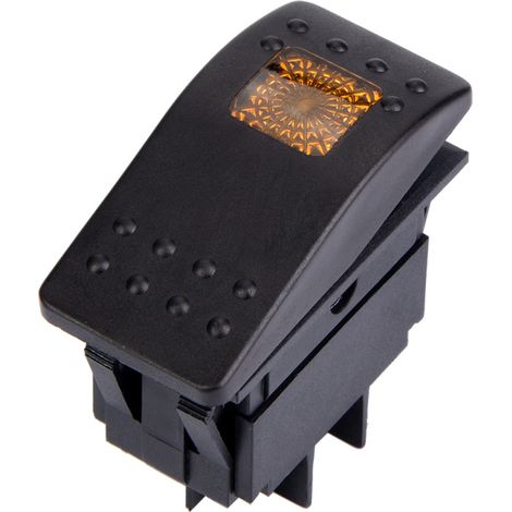 Interrupteur bascule jaune 4 broches 12V CC – Voyant LED intégré – Pour batterie voiture, bateau ou caravane