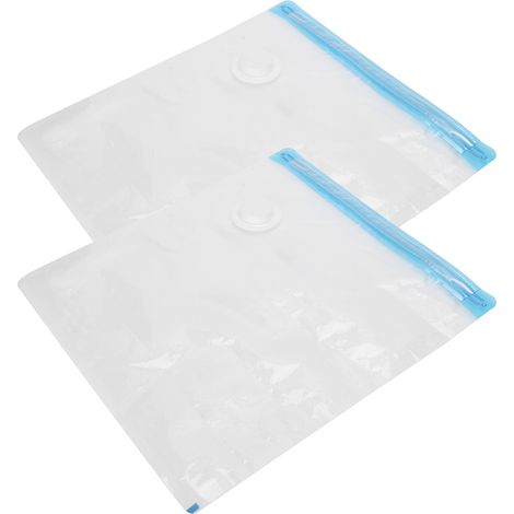 Lot de 2 sacs de rangement sous vide, compacts et hermétiques, avec entrée d'air filetée de 3,5 cm (L : 36 x 32 cm). (1/5)