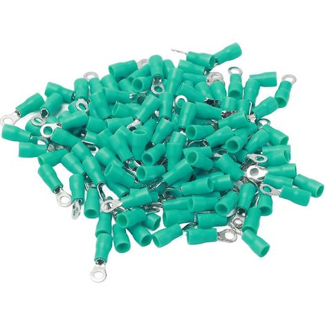 100 cosses à sertir annulaires pré-isolées, connecteurs de fils en cuivre et PVC pour machines, AWG 22-16RV1.25-3