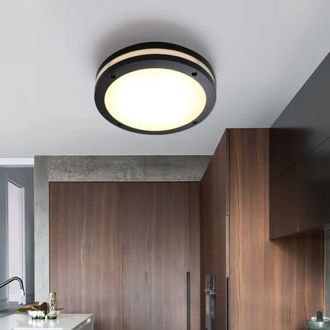Plafonnier LED 24 W 2400 lm, 4 000 K, rond, pour chambre, salon, cuisine, couloir, escalier, IP54, Ø 28 cm [Classe énergétique A]