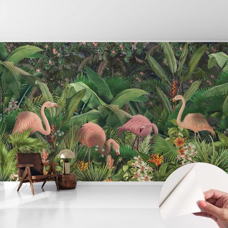 Fotomurale adesivo - parete decorativa - decorazione casa - stile moderno parete - Fenicotteri rosa 416x254 cm (1/5)