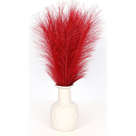 MINKUROW Erba Di Pampa Finta, 5 Steli 45 Cm/18'' Piccola Erba Di Pampa Lanuginosa Replica Di Piume Di Canna Per Vaso Di Riempimento Composizione Di Fiori Soggiorno Cucina Matrimonio Ufficio Boho Repli (1/4)