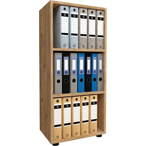 Supporto in legno VCM File Cabinet salvaspazio Dimensioni ca. A. 108 x L. 49 x T. 32 cm Mensola elegante Scaffale ufficio – Ulas 3f (quercia al miele) (1/2)