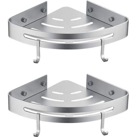 Estante de esquina para ducha – 2 piezas – No requiere perforación – Estante de baño sin perforación, cesta de almacenamiento para ducha, soporte adhesivo de aluminio para ducha montado en la pared, o