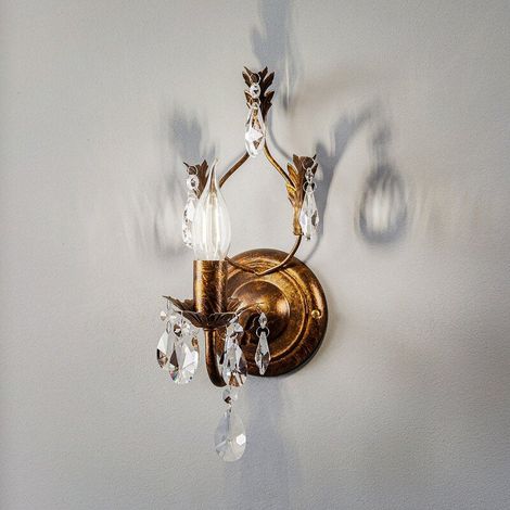 [GEBRAUCHT] B-Ware Wandleuchte Teresa Wandlampe Eisen Kristall bronze transparent 1-flammig E14 LED (1/2)