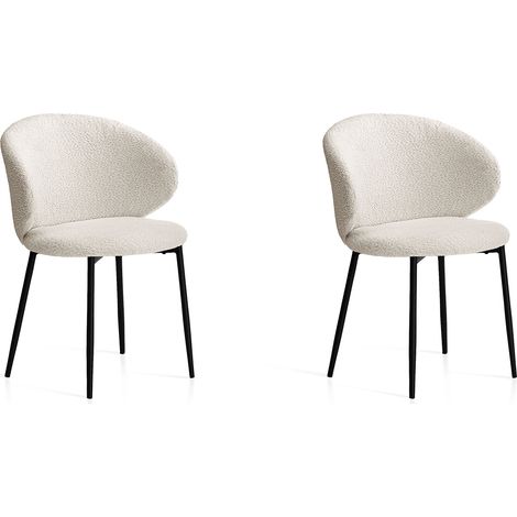 Set de 2 sillas de comedor, Arc en textil borreguillo blanco, 80x57x50 cm (1/4)
