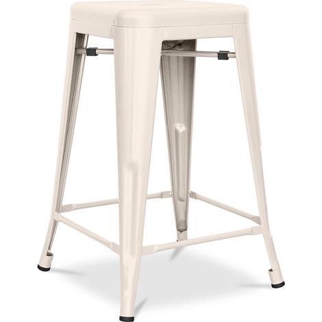 Barhocker - Industriedesign - Stahl matt - 60cm - Neuauflage - Stylix Cremefarben