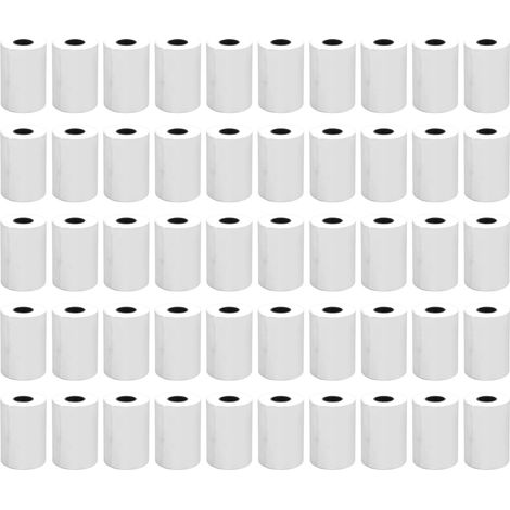 50 Rouleaux de papier thermique 57x50mm, bobines légères à serrage optimal pour reçus, sans noyau, remplacement facile (1/5)
