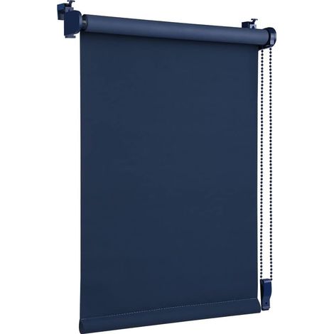 Store enrouleur occultant thermique,45x130 cm,Bleu foncé,Sans perçage,Avec revêtement de la même couleur,Certifié Öko-TEX Standard 100,Klemmfix,Pour fenêtre et porte (1/5)