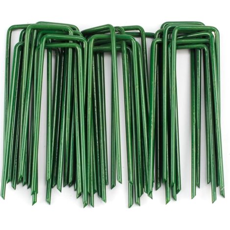 Lot de 30 piquets d'ancrage au sol, 100 mm, piquets de tente, piquets d'ancrage au sol, crampons galvanisés pour filet de protection contre les oiseaux, clôture, jardin, toile anti-mauvaises herbes (1/5)