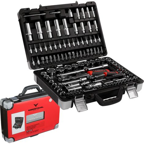 Coffret d'outils comprenant clés à douille, embouts à cliquet, mallette, 108 pièces, Vorstahl (1/5)