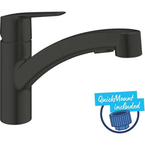 Grohe QuickFix Start - Miscelatore da lavello con doccetta estraibile, nero opaco 305312431