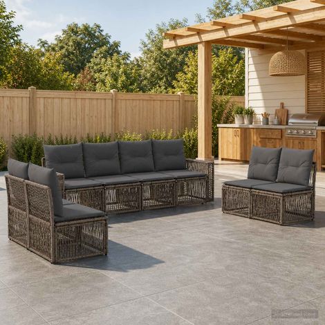Teenpull – Gartensofa-set 8 Stk. Grau und Dunkelgrau Poly-Rattan (1/5)