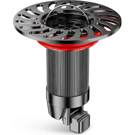 Caniveau de siphon de sol en métal – Clapet anti-odeurs et anti-insectes, crépine amovible pour salle de bain et cuisine – Gris (1/5)