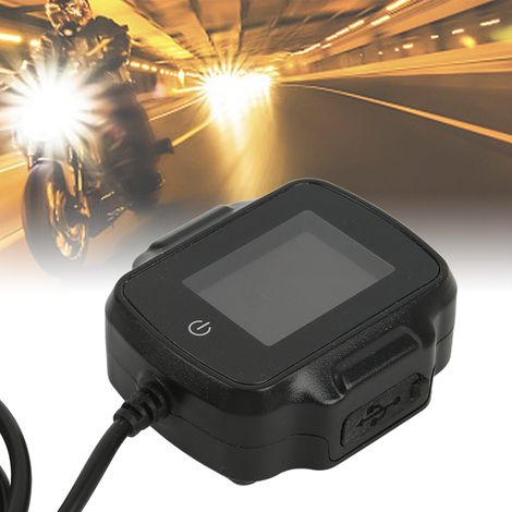Motorrad-Reifendruckkontrollsystem mit QC3.0-Schnellladefunktion, Display (Reifendruck + Zeit + Temperatur) und 2 externen TPMS-Sensoren (mit eingebautem Akku). (1/5)