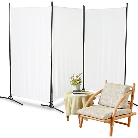 Paravent Spanische Wand Zimmer Trennwand Outdoor 3 fach Raumteiler Raumtrenner Beige (1/4)