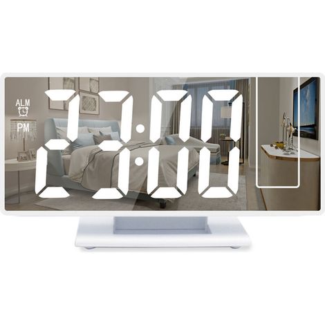 Sveglia digitale , sveglia con proiezione per chi dorme profondamente, orologio digitale per camera da letto con ampio display LED, 12/24 ore, porta di ricarica USB, funzione snooze, memoria, luminosi (1/5)