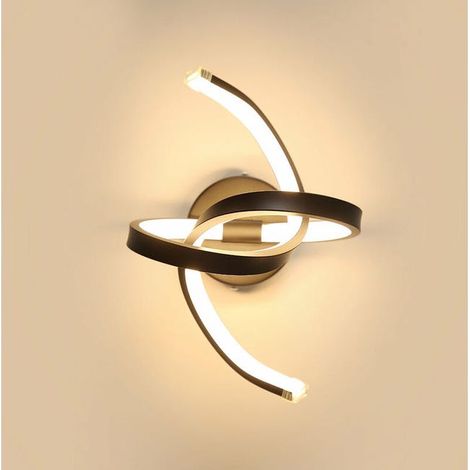 Applique murale LED 16W courbe, lampe design acrylique moderne pour chambre, éclairage blanc chaud, finition noire, spot mural intérieur élégant (1/4)