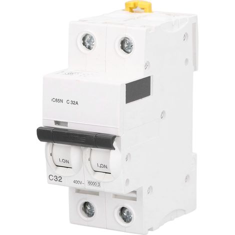 Disjoncteur miniature bipolaire pour circuits basse tension, montage sur rail DIN, 400 V CA, 32 A (1/5)