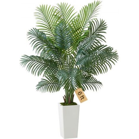 Palmera Areca Artificial de 1829 mm, Planta Tropical de Imitación con Maceta Alta Blanca, PE, para Decoración de Hogar, Oficina, Sala de Estar, Inauguración de Casa, 1160 x 900 x 1820 mm (1/5)