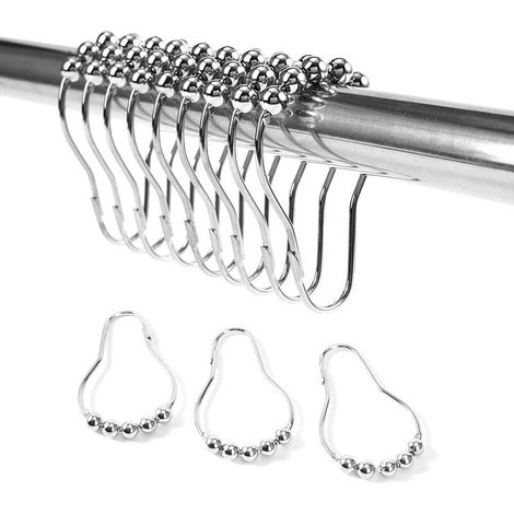 Shower Curtain Hooks, Shower Curtain Rings Stainless Steel Sliding Metal Hook 12pcs (1/5)