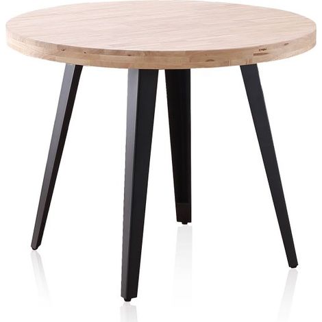 Mesa de comedor redonda fija 100 cm Berg Negro - Roble 100cm (ancho) x 78cm (alto) (1/5)