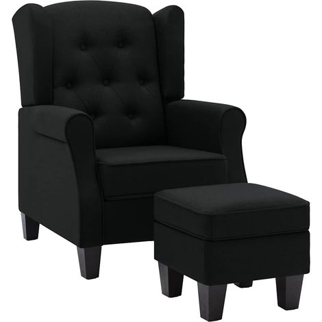 Maison Exclusive - Sessel mit Fußhocker Schwarz Stoff (1/5)