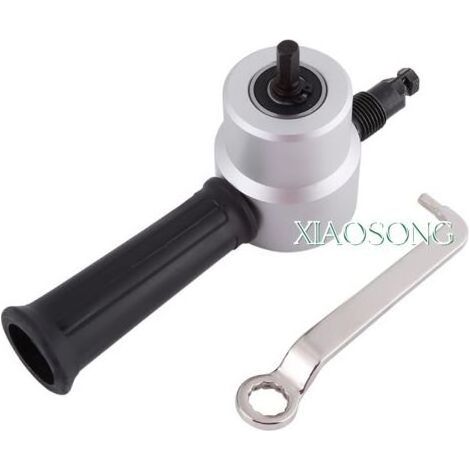 Kit de coupe de tôle, coupe de tôle à double tête Kit d'outils de coupe de grignoteuse à puissance électrique réglable à 360 degrés pour perceuse- (1/4)