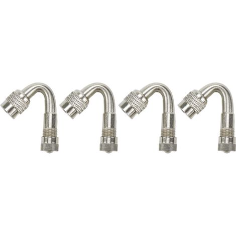 Adaptador extensor de válvula de neumático de 45 grados para automóviles, motocicletas, bicicletas y válvulas universales (4 piezas, color plata) (1/4)