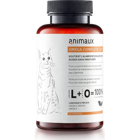 Omega 3, 6 & 9 pour Chats - 120 comprimés à mâcher - Huile de Poisson Naturelle avec acides Gras pour Le métabolisme, la Formation des os, la Peau et Le Pelage - animaux (1/5)