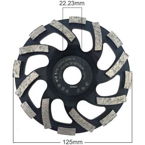 Disque Poncage Beton, Disque Diamant Abrasif 125mm de Meulage pour Poncer Béton, Pierre, Granit, Marbre (1/5)