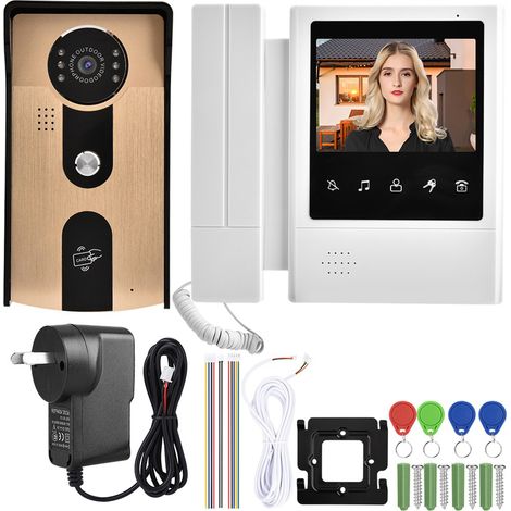 Kit de sonnette vidéo avec écran tactile couleur 4,3 pouces, interphone d'entrée, prise AU, 100-240V (1/5)