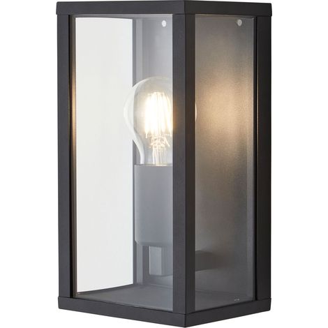 Litecraft Alders Wall Light Glass Panel Box Lantern Outdoor IP44 Fitting - Black (1/5)