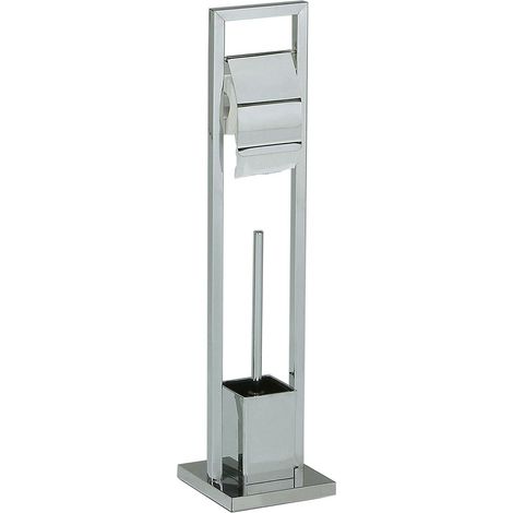 Idimex – Porte-papier toilette TOMA en métal chromé – Avec brosse WC et récipient amovible – Installation facile avec notice – Design contemporain