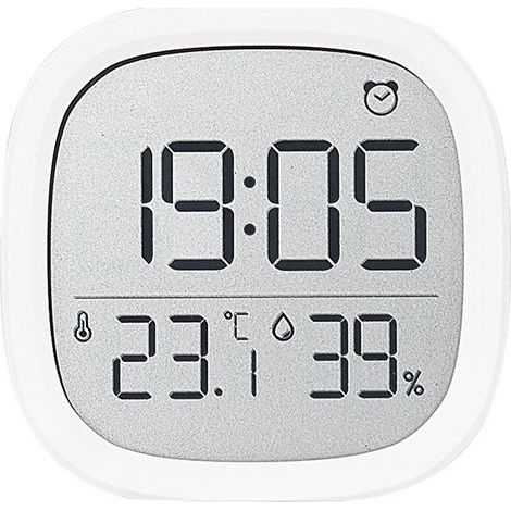 Minimalistische LCD-Uhr, multifunktionale elektronische Uhr mit Temperatur- und Feuchtigkeitsanzeige, magnetischer Wecker, für den Heimgebrauch – weiß (1/4)