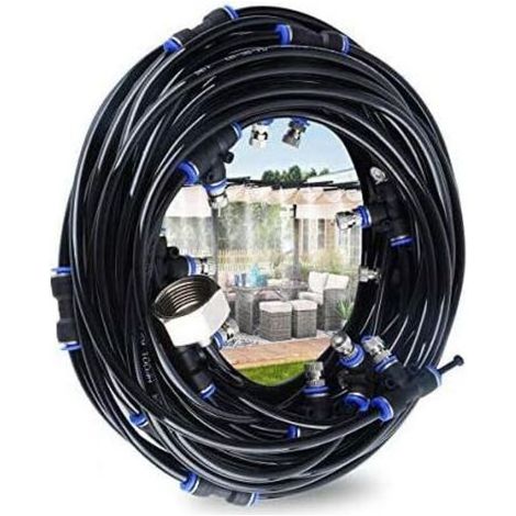 Brumisateur Exterieur, 8M Brumisateur Terrasse avec 7 Buse Brumisateur +2 Buses de Rechange+1Adaptateur (en Laiton, 3/4\ (1/5)