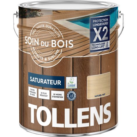 Tollens – Saturateur bois ultra résistant 2,5L – Mat pour tous types de bois – Technologie LONG-LIFE® pour durabilité accrue – Application fluide