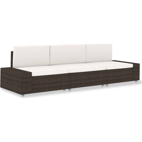 Modulares 3-Sitzer-Sofa Poly Rattan Braun