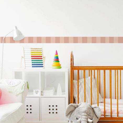 Frise décorative adhésive, rayures verticales larges, beige rosé, motif géométrique, 5 cm X 300 cm (1/5)