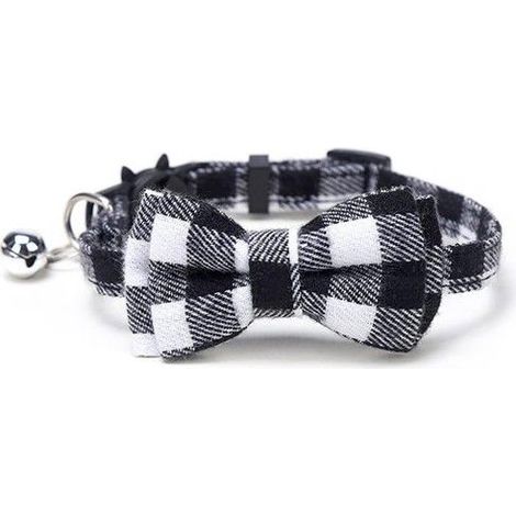 Collier chat avec noeud papillon et cloches - Sécurité ajustable (1/5)
