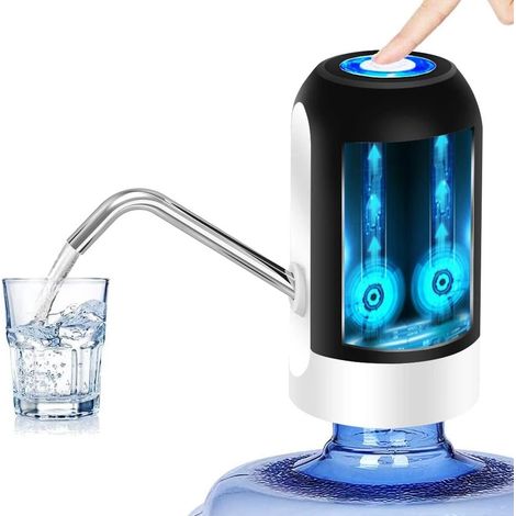 Pompe à eau automatique, rechargeable par USB, pulvérisateur d'eau électrique portable avec interrupteur marche/arrêt, pour bouteille universelle de 5 gallons (environ 15,7 litres). (1/5)