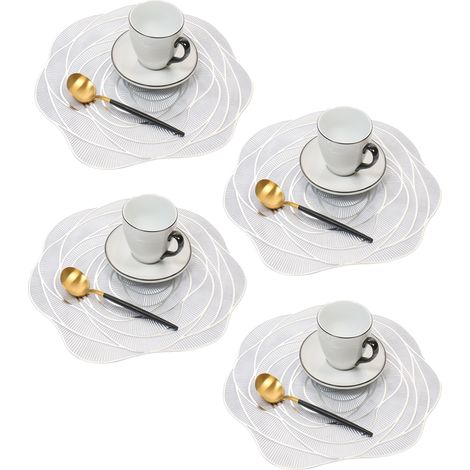 Sous-Plat Ronde - Vinyle Pressé Métallisé - Diamètre 38 Cm - Anti-Dérapant - Lavable - Pour Repas Familiaux Fêtes Mariages (1/5)