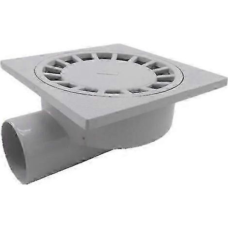 Sortie de 200 mm x 200 mm, bonde de sol de 75 mm pour salle de bain/douche à l'italienne, en PVC plastique. (1/5)