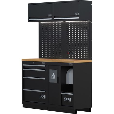 Arredamento modulare per officina e garage SOGI ARR-OFF-1360-L - piano in legno - 1360x465x2000 mm (1/5)