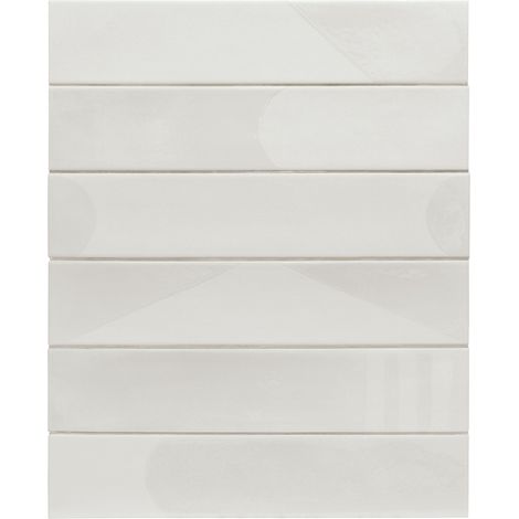 Carrelage sol / mur brique déco mixe mate et brillant effet béton blanc 6x30 cm WADI DECOR SNOW (vendu par boite de 0,50m2) (1/2)