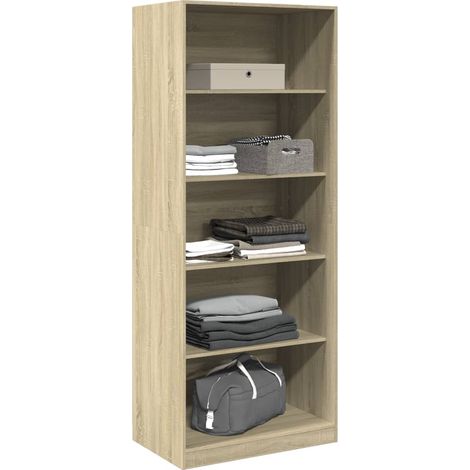 Armoire dressing 4 étagères 80cm - Collection Taken-Chêne clair (1/5)