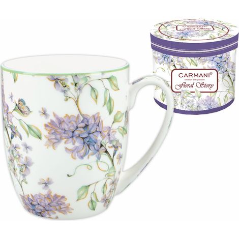 Carmani, tazza in porcellana da 380 ml t. Camio - storia floreale (1/4)