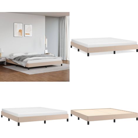 Cadre de lit sans matelas cappuccino 180x200 cm similicuir - Cadre De Lit - Lit Double - Similicuir - Lit Capitonné - Meubles De Chambre - Home & Living (1/5)