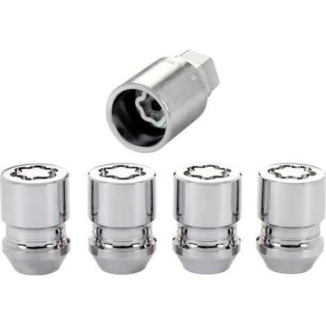 Set of M12x1.50 anti-theft nuts - Conical - Length 32.5mm (19mm head) in Alloy Steel, Silver Grey 00276-00900 (1/5)