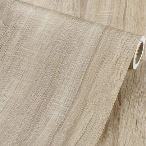 Autocollant vinyle effet bois clair 40cm x 500cm – Amovible et résistant à l'eau – Application précise sans bulles – Pour armoires et étagères - 40CM5M (1/5)